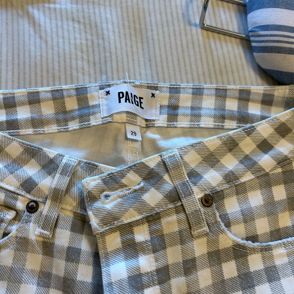 Page jeans size 29. Grey plaid.  Skinny ankle cut